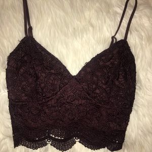 Maroon lace crop top